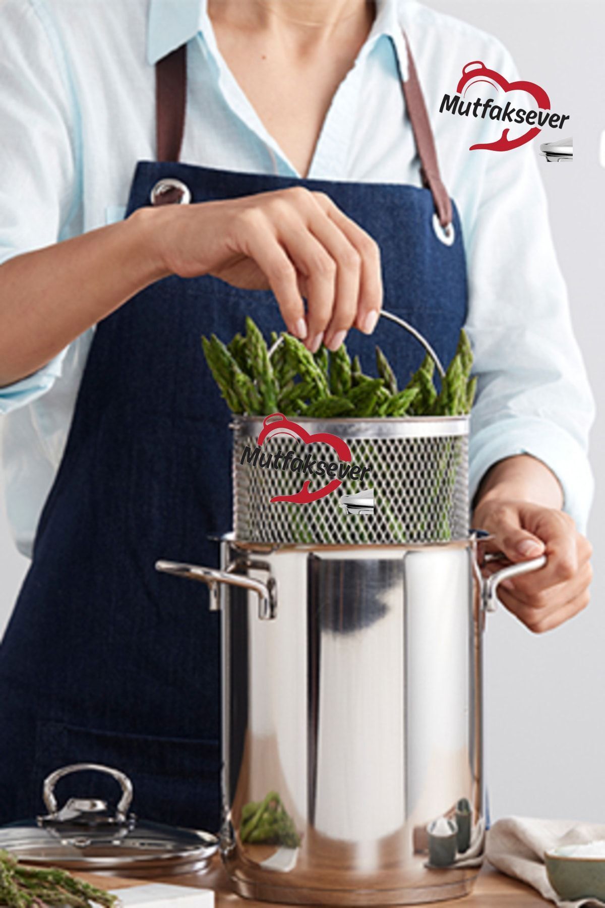 Kitchen Friendly Induction Bottom Steel Asparagus Pot