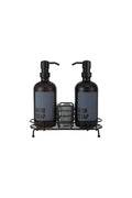2 Pcs Matte Black Kitchen Liquid Soap Dispenser Glass With Lossy Metal Stand