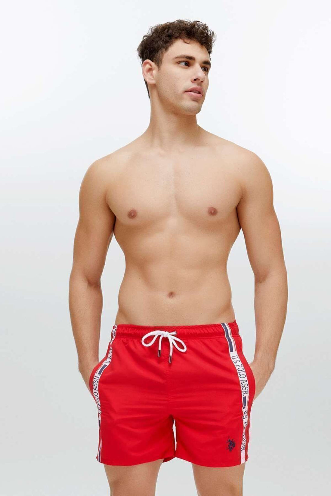 Men's Red Mid Size Marine Shorts 22001