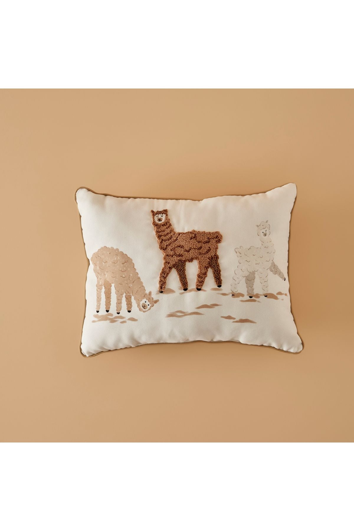 Alpaca Printed Cushion with Punch Beige (30x40 cm)