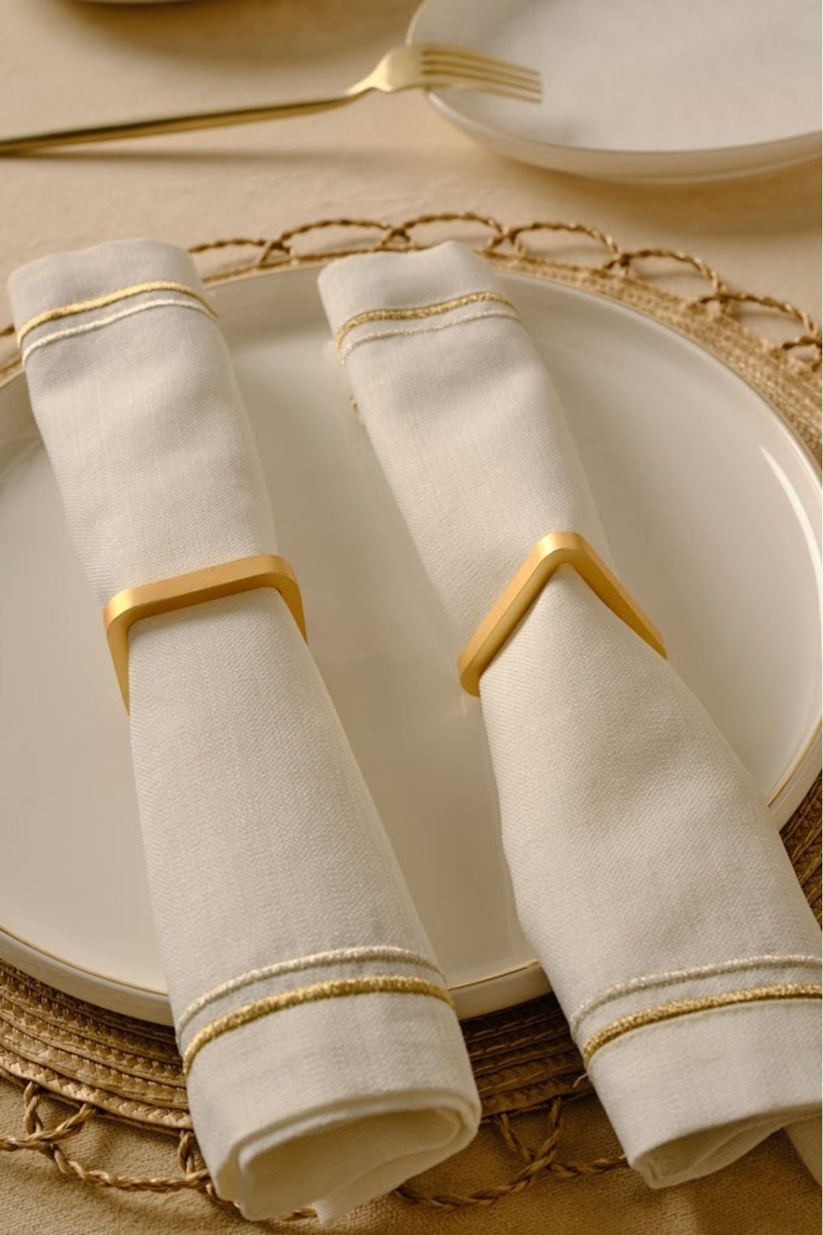 Karaca Cubist 2-Piece Napkin Ring Gold