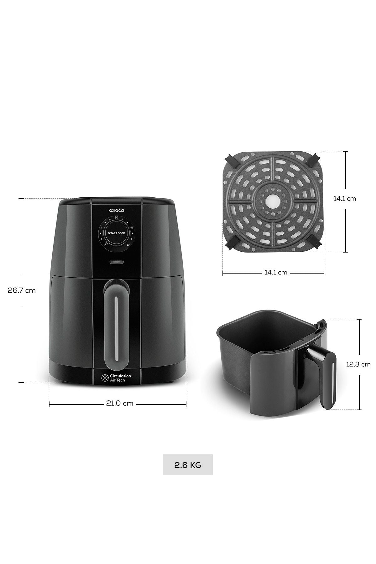 Smart Cook Compact Airfryer Black 2 Seater with Time Adjustment Up to 60 Minutes