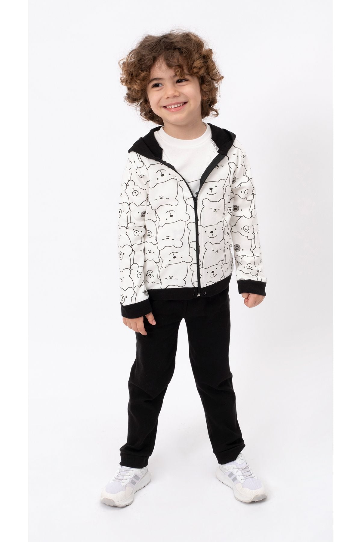 Hello Bears Patterned 3-Piece Baby Suit-Black