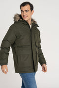 Men's Windproof Faux Fur Cappuccino Parka - Star