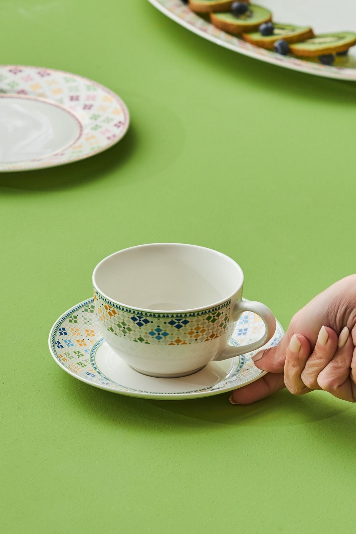 Block Tea Cup & Saucer 220 ml Blue