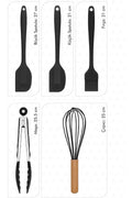 Fugazi Heat Resistant Fireproof Non-stick Silicone Spatula Set 5 Pieces Black