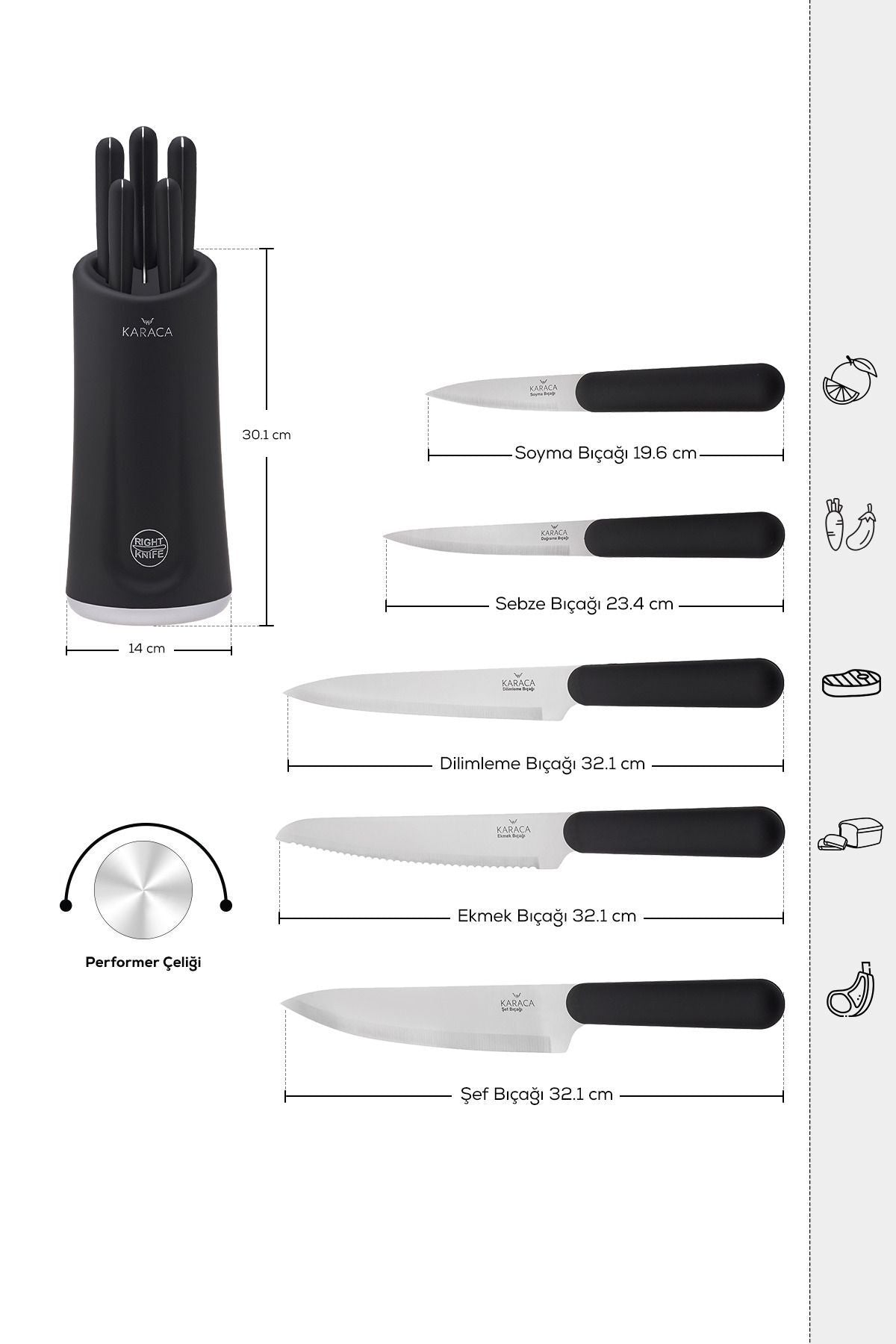 Right Knife Soft Touch 6 Piece Knife Set