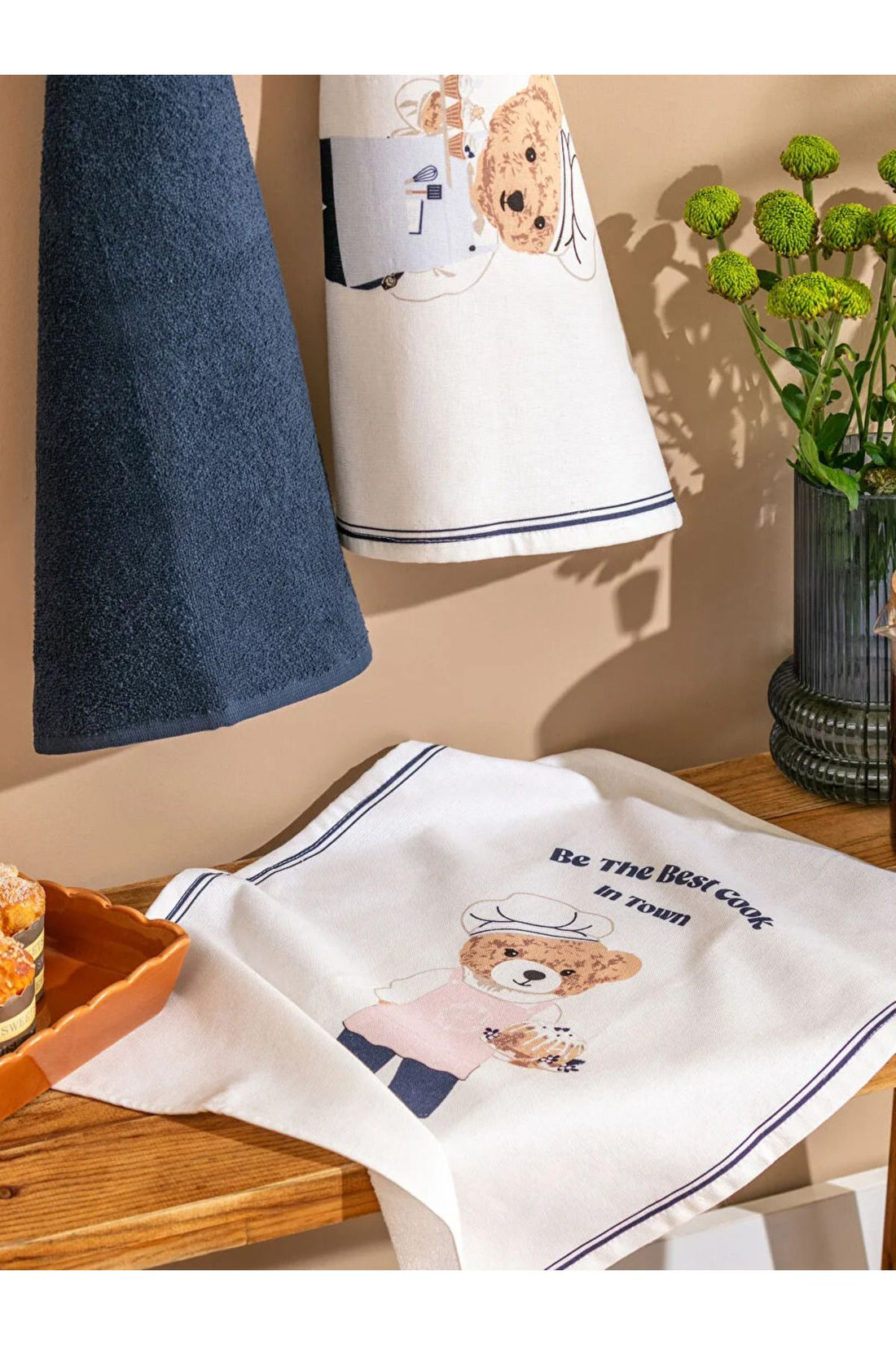 Mixed Printed Teddy Bear Printed Drying Cloth 3 Pcs 40x50 Cm