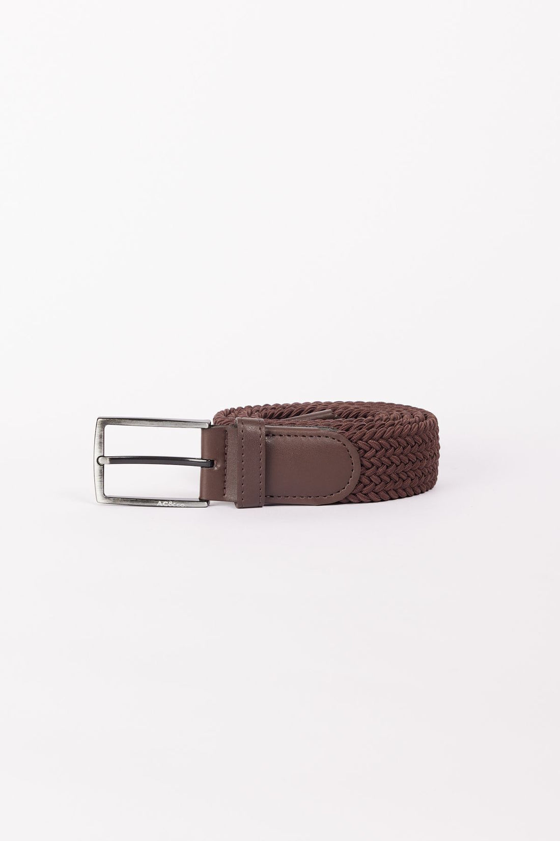 Men's Brown Casual Faux Leather Knitted Jean Denim Belt