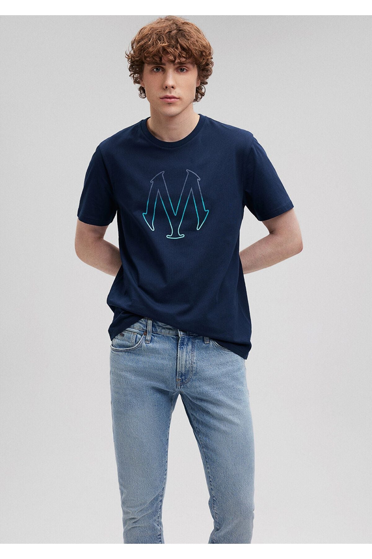 Logo Printed Navy T-Shirt Regular Fit/Regular Fit 0610635-70490 - L - Navy blue - 307799365-L