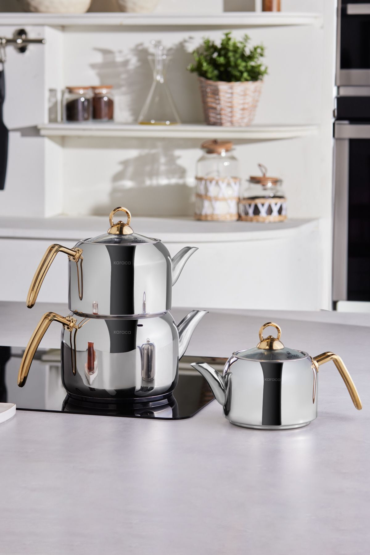 Tres 3-Piece Induction Base Teapot Set Gold