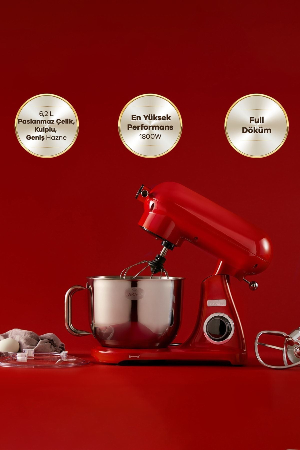 Powercast Chef Die Casting Stand Mixer 1800W Kitchen Chef Red