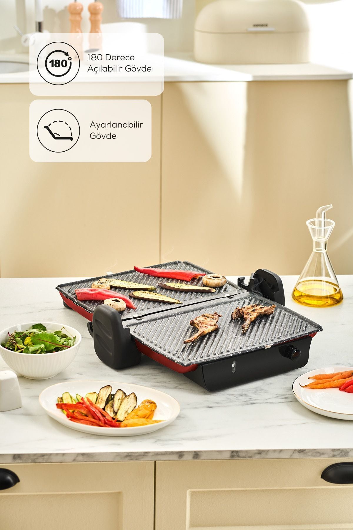 Crust Grill Toast Grill and Toaster 6 Slices Red