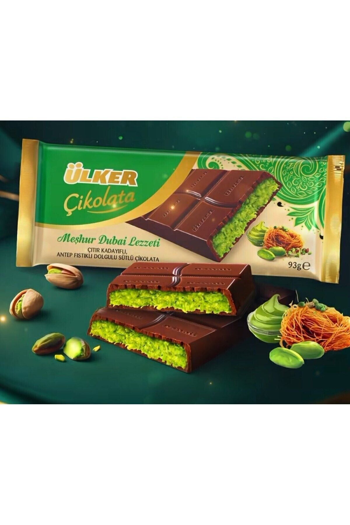 Ülker Eşhur Dubai Flavor Dubai Chocolate 93 g x 3 Pieces