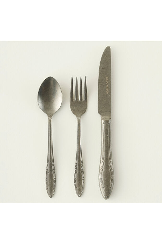 Vintage 18 Pieces 6 Seater Dessert Fork Spoons Knife Set Silver - EGY78863119986