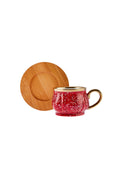 Bamboo Tray Gift Set for 6 Persons Red Coffee Cup 90 ml