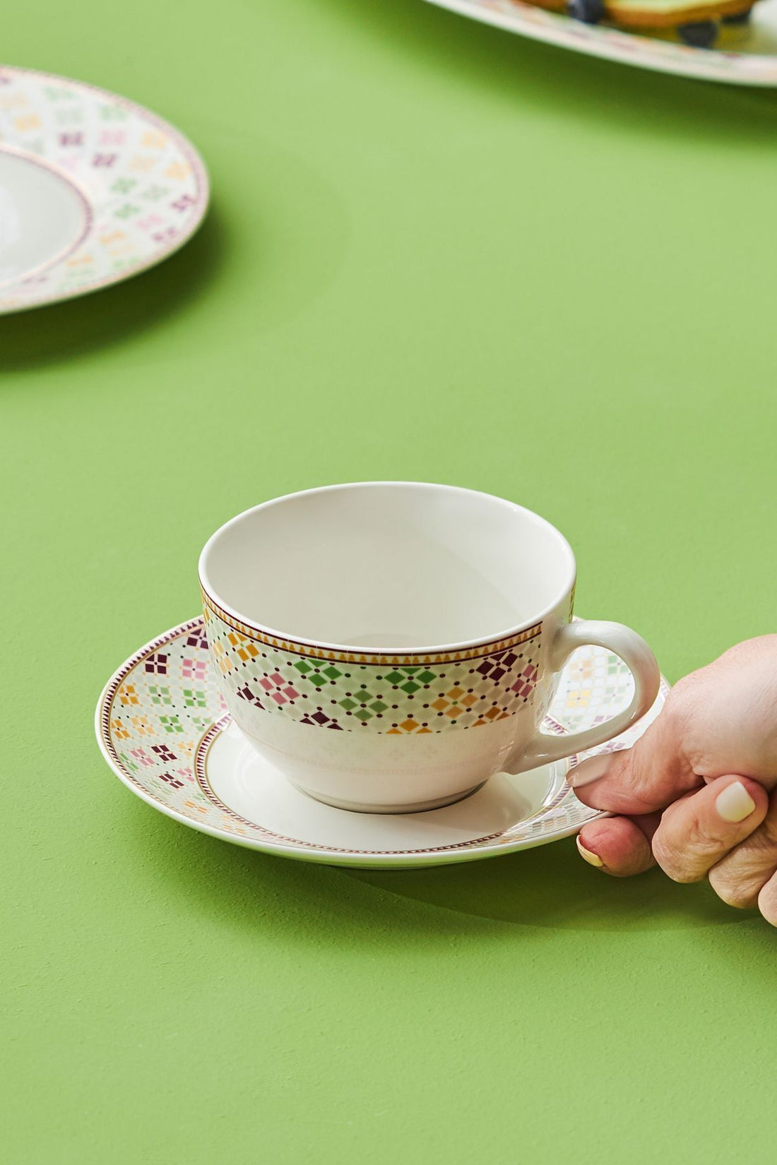 Block Tea Cup & Saucer 220 ml Red