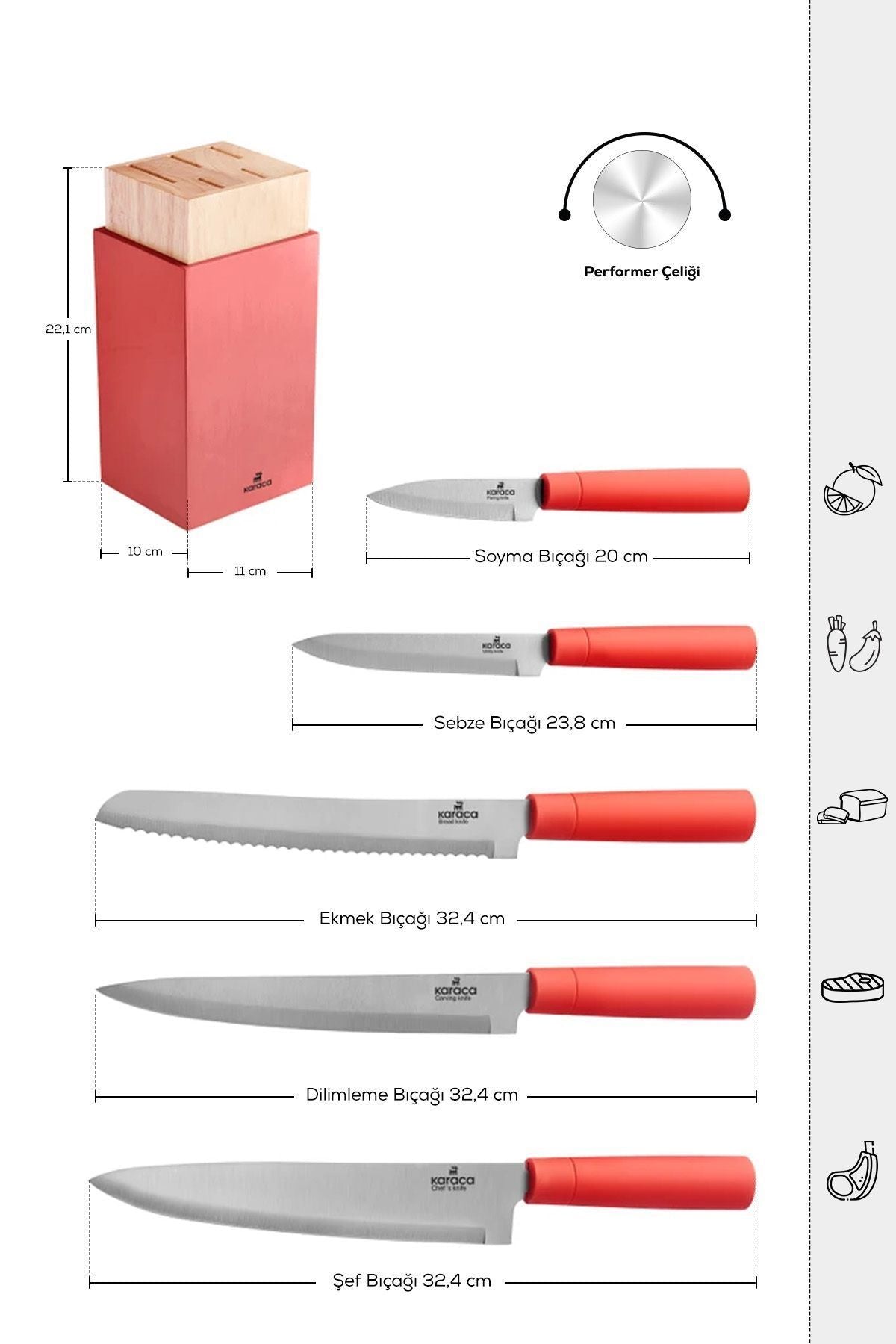 Viego 6 Piece Stand Knife Set Red