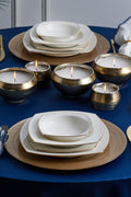 Square Bone Chiara 60 Pieces 12 Seater Dinner Set Gold