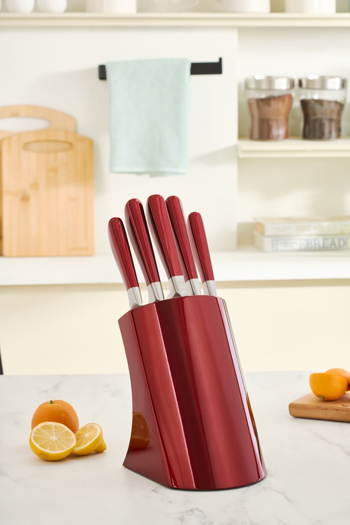 Flash Red 6 Piece Stand Knife Set