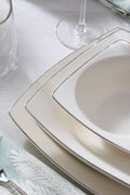 Mensa 52 Piece 12 Seater New Bone Square Dinnerware Set Platinum