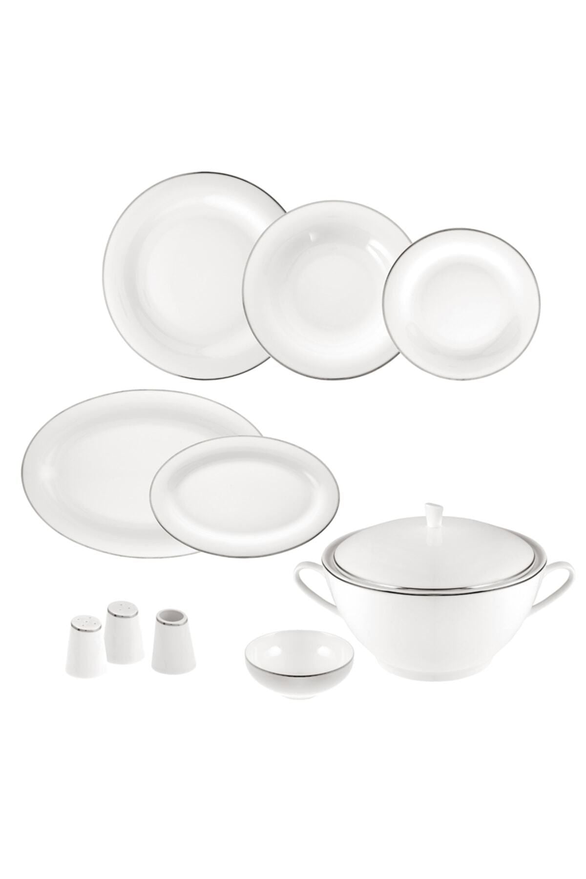 Bright Platinum 12 Seater 60 Piece Dinner Set