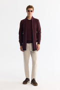 Men's Burgundy Textured Basic Sweater E005107
