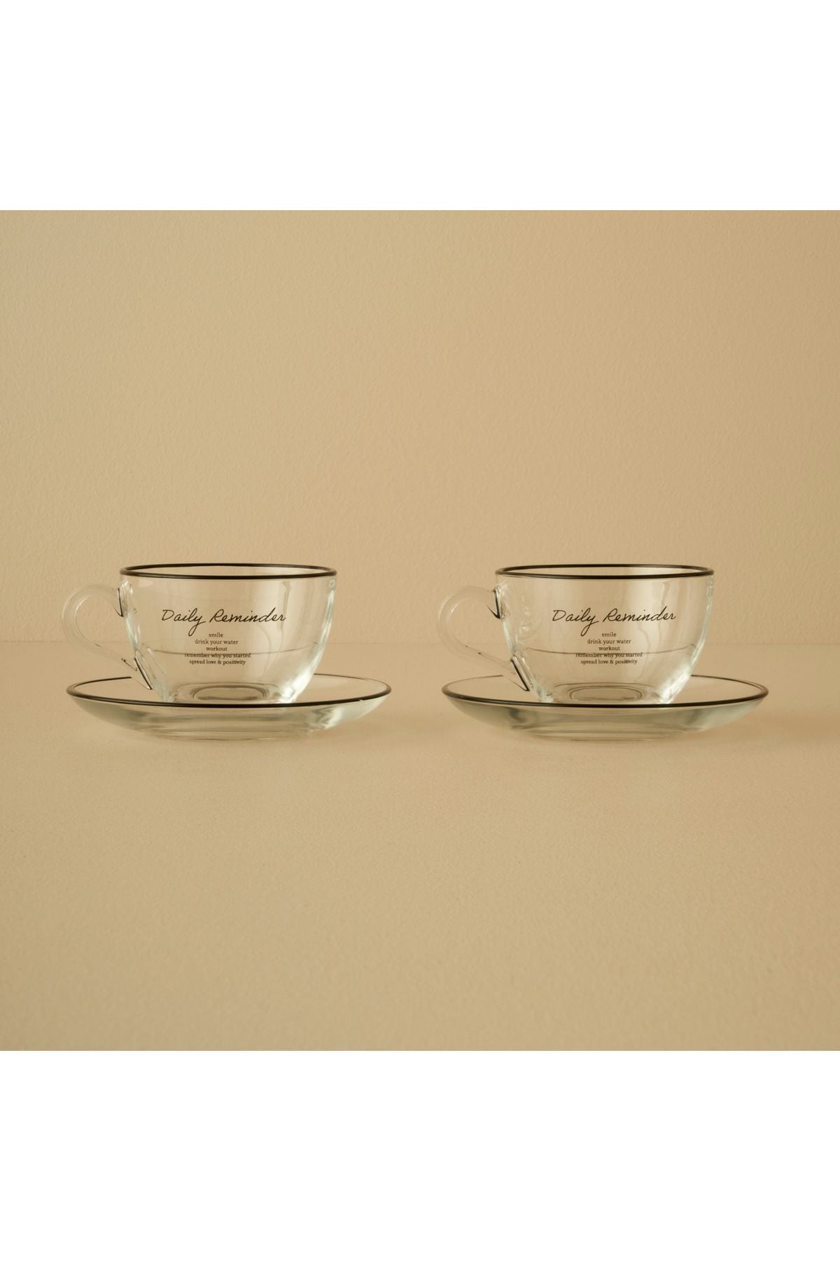 Daily Reminder Tea Cup Set of 2 Black (240 CC)