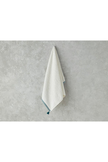 Colorful Lines Cotton Face Towel Ecru - Green