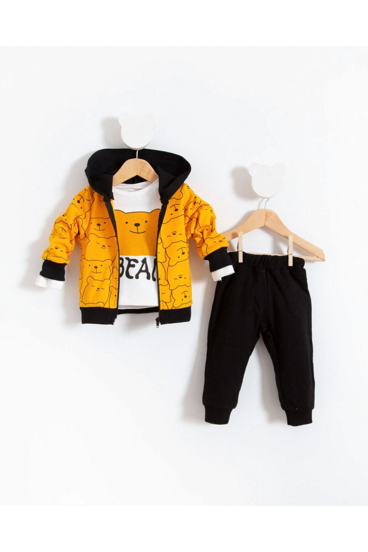 Hello Bears Patterned 3-Piece Baby Suit