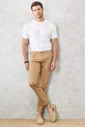 Men's Camel Slim Fit Slim Fit Slim Fit 5 Pocket Stretch Chino Pants