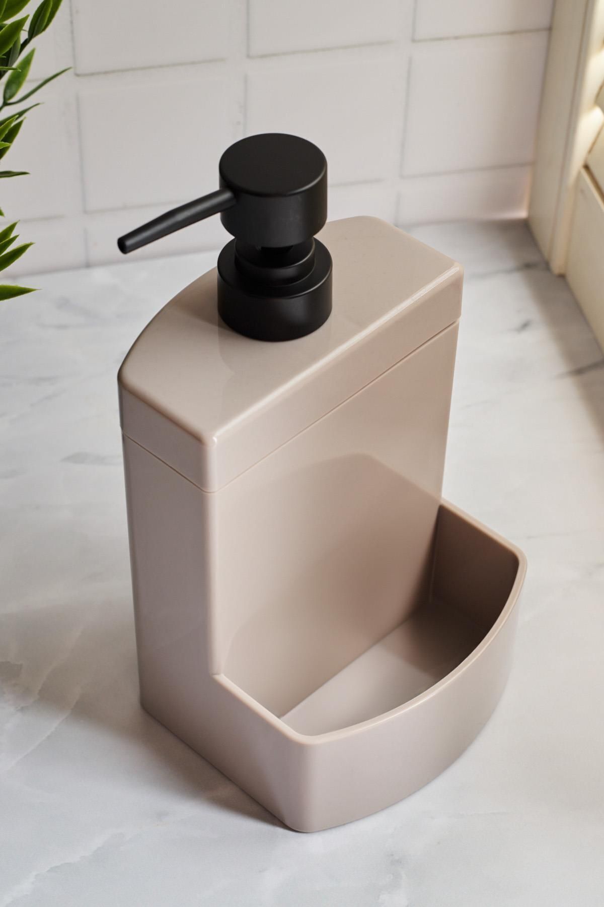 Barton Taupe Kitchen Liquid Soap Dispenser Acrylic with Sponge