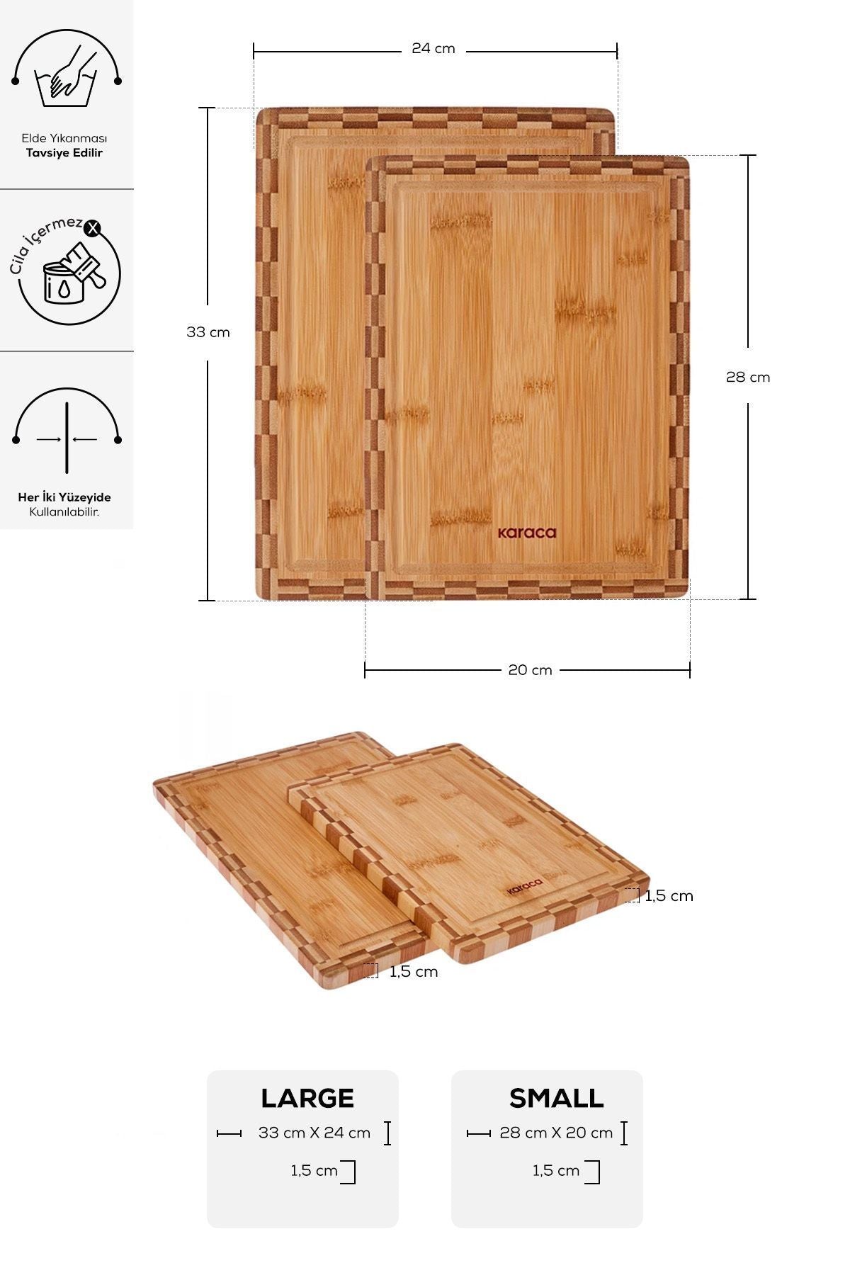 Gazel 2 Pieces Bamboo Cutting Board 28/33 Cm