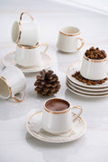 Milla 6 Pcs Porcelain Marble Pattern Coffee Cup Set