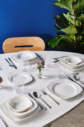 Farah 24 Piece 6 Seater Half Square Creambone Dinner Set