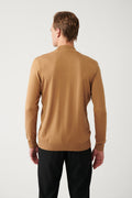 Men's Camel Half Turtleneck Cotton Knitwear Sweater E005106