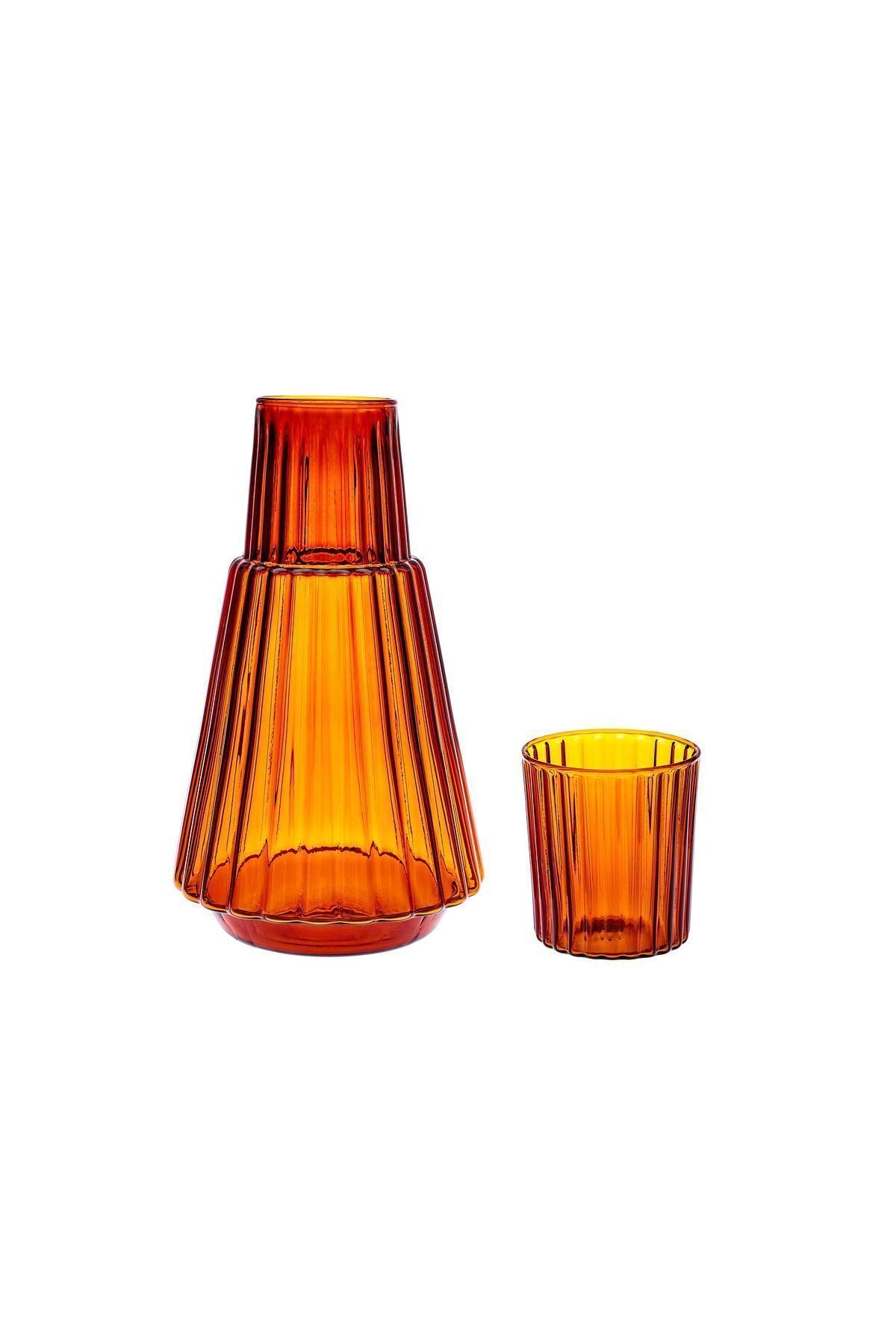 Pier Bedside Jug Cup Decanter Glass Set Amber