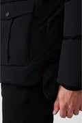 Men's Black Hooded Inside Plush Detailed Water Repellent Windproof Inflatable Coat A32y6046