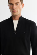 Erkek Siyah Fermuarlı Dik Yaka Soft Touch Triko Regular Fit Kazak A42Y5056