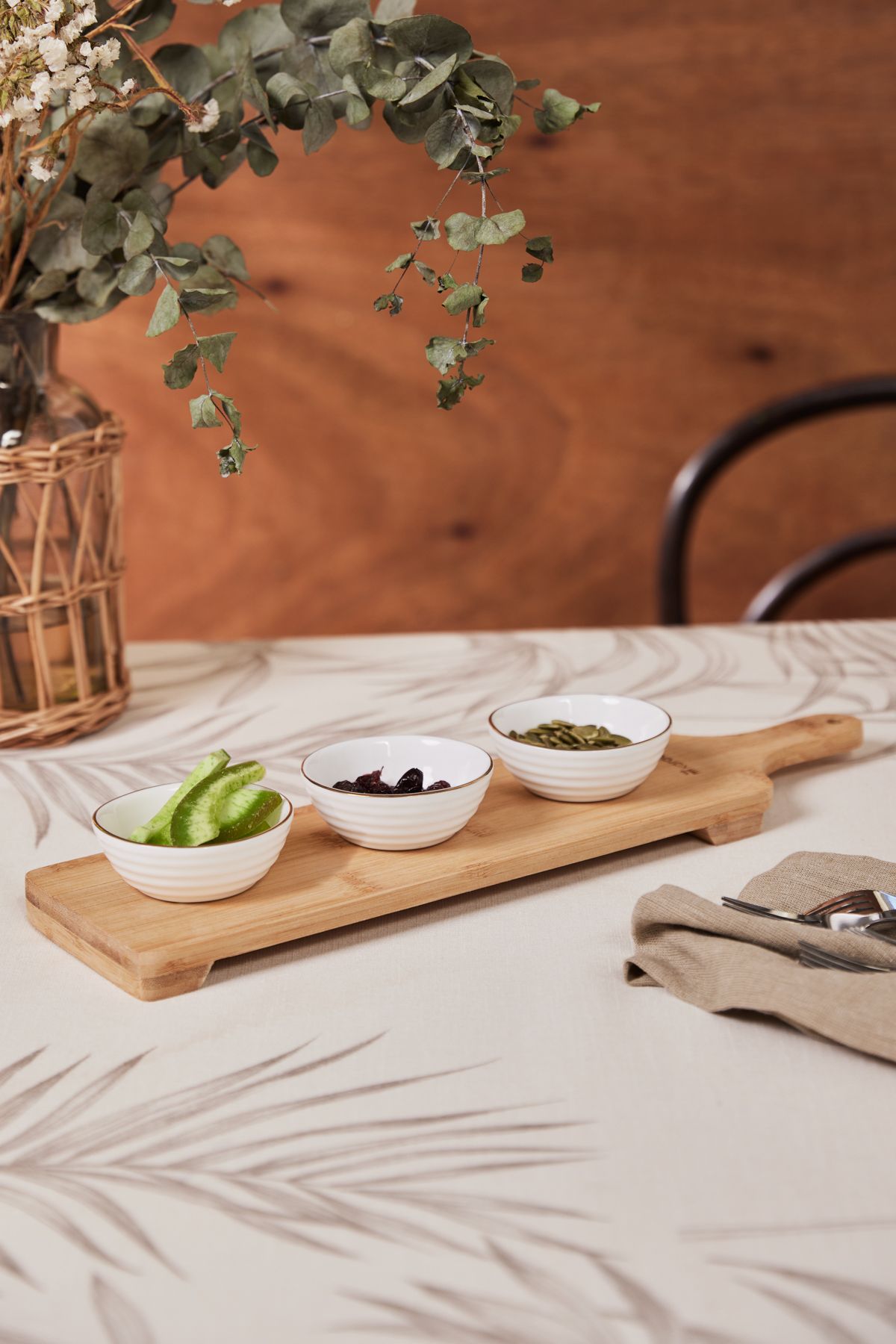 Orbit 3 Snack Tray and Bamboo Serving Tray