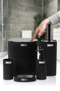 Mina Black Striped Round Bathroom Set