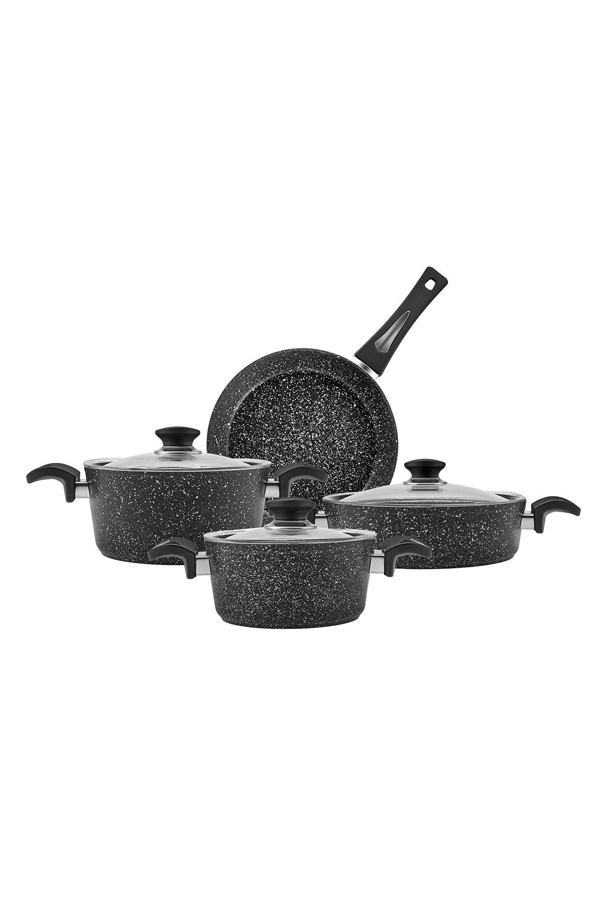 Laurel Biogranite 7 Piece Cookware Set Black