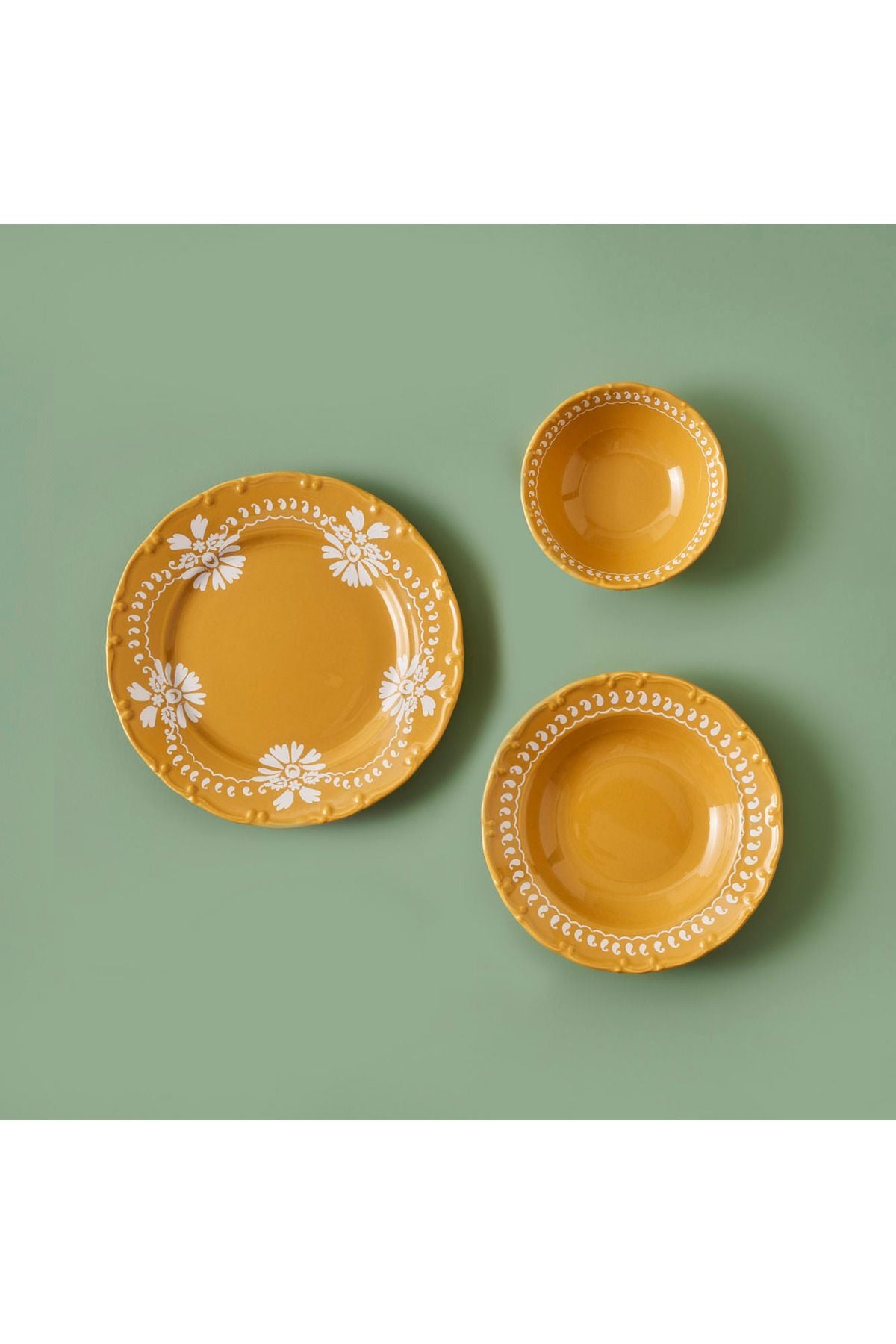 Indian 12 Piece Dinner Set Mustard