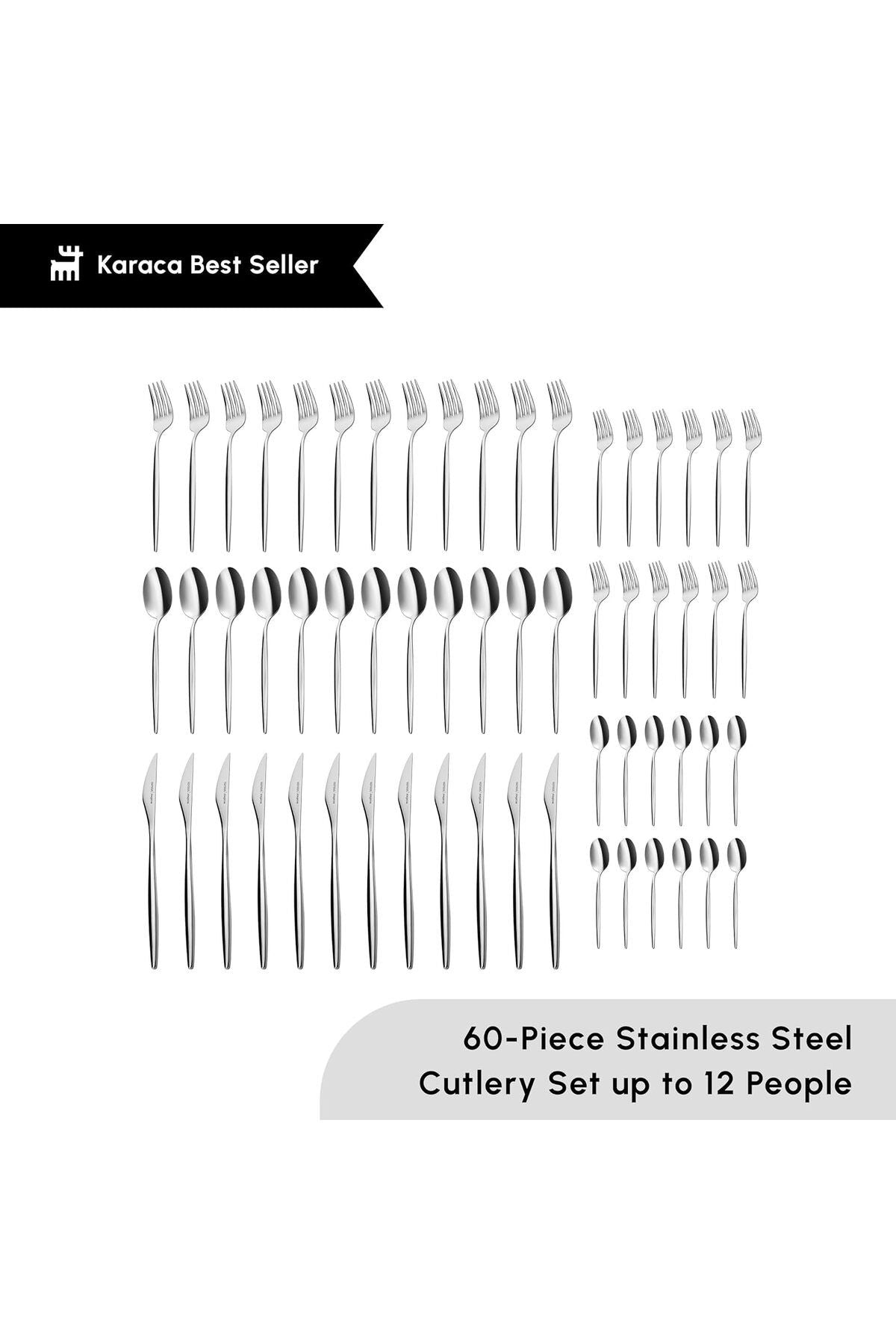 Lisbon 60 Pieces 12 Seater Fork Spoons Knife Set