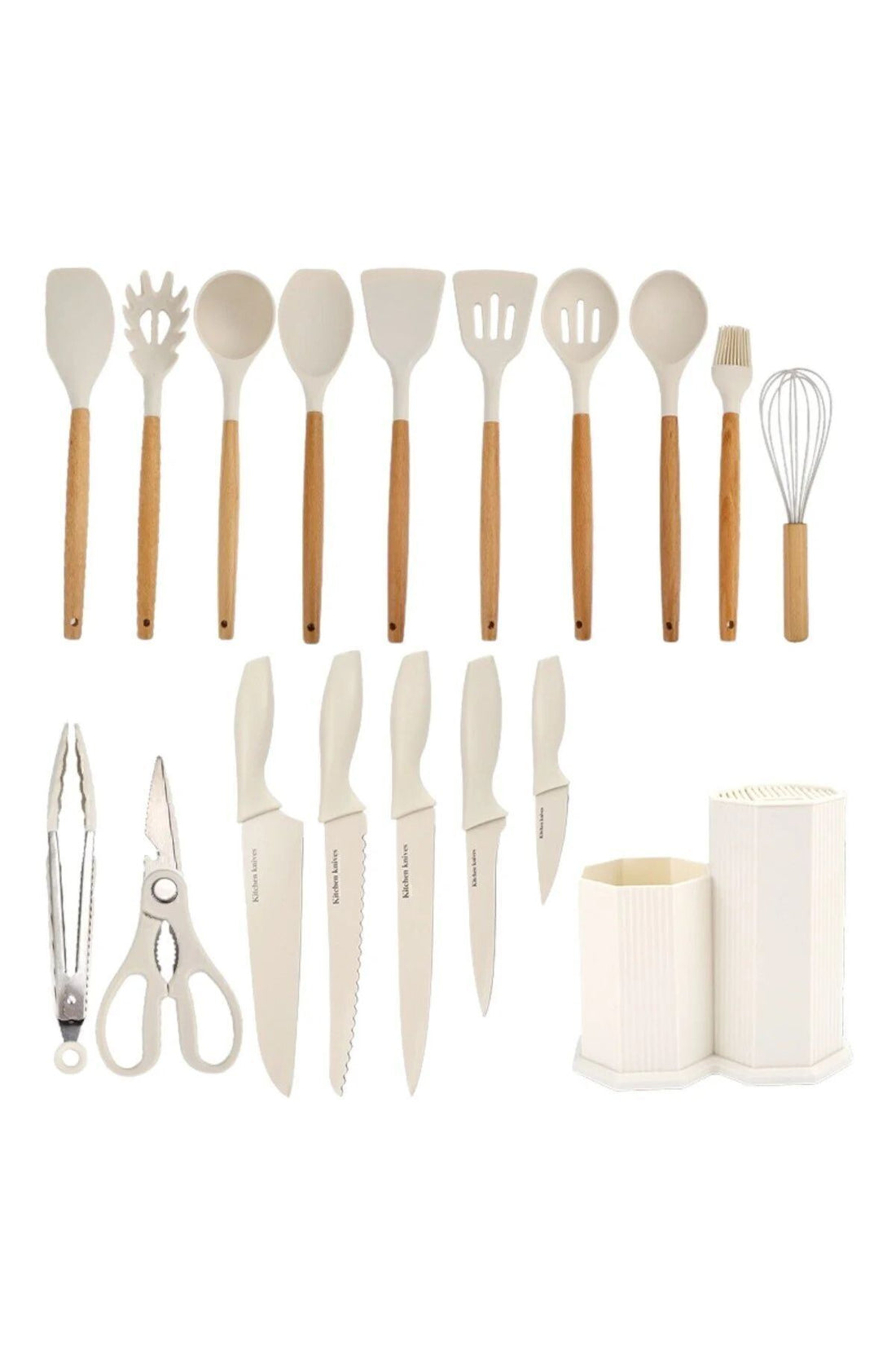 Legolas 18 Pieces Heat Resistant Silicone Fireproof Non-stick Stand Serving Set White