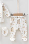 Hospital Outlet Kitten Bear Printed Organic 0-3 Months Unisex Baby 5 Li Newborn Set