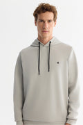 Erkek Gri Kap����onlu Esnek Yumu��ak Doku ��nterlok Kuma�� Basic Regular Fit Sweatshirt B001101