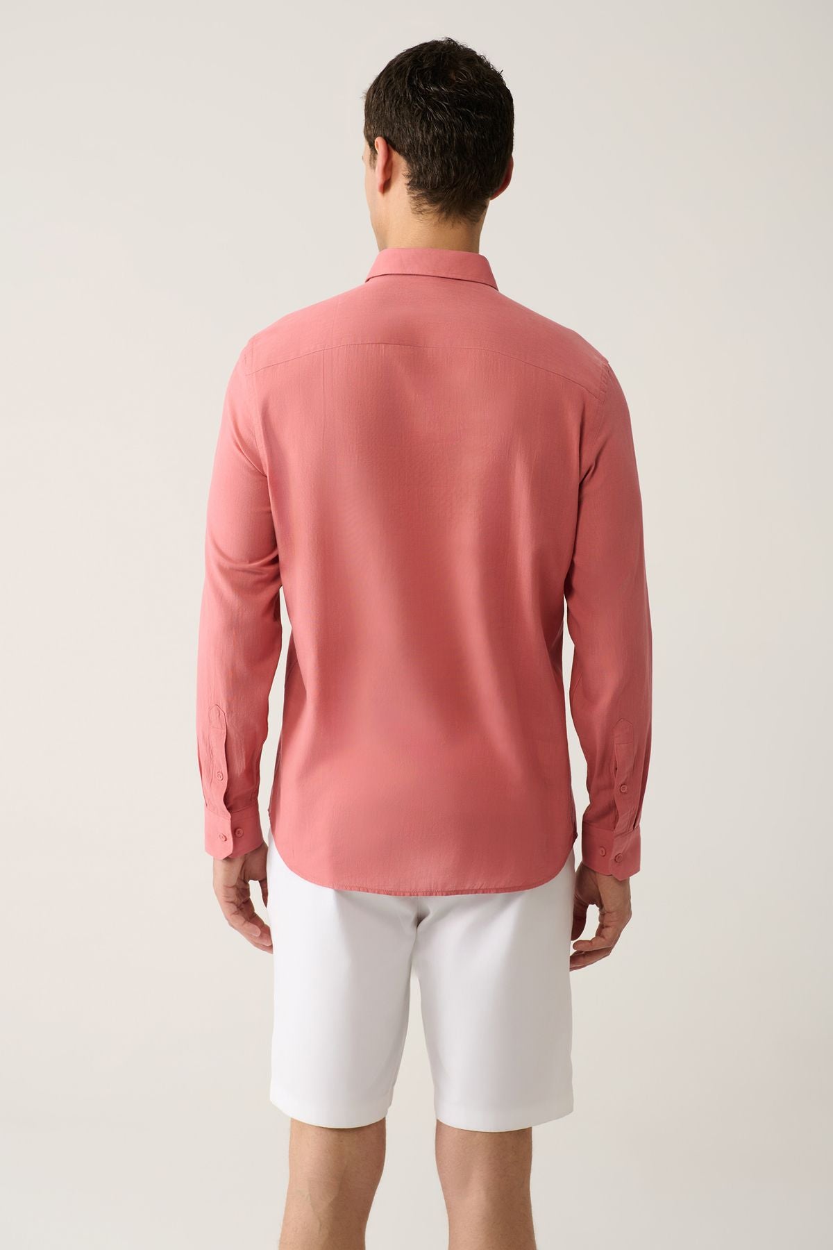 Men's Dusty Rose Shirt 100% Cotton Slim Soft Buttoned Collar Long Sleeve Regular Fit E002206