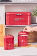 Diamond Carbon Steel Bread Box Storage Container Gift Red