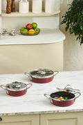 Erva Enamel Induction Base 6 Piece Sahan Set Burgundy